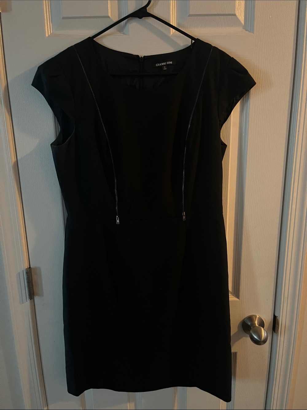 Gianni Bini Black Cap-Sleeve Zip-Accent Mini Dress